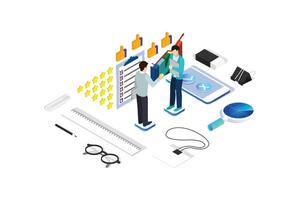Modern Isometric Flat Conceptual Illustration of SLA - Service Level Agreement, Signing Document and Hand Shake vector