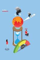 Modern 3D Isometric Flatr Conceptual Illustration of Climate Change, Global Warming and Environment Pollution vector