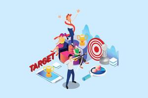 3D Isometric Flat Vec Conceptual Illustration of Target Marketing, Audience Analyzing and Segmentation vector