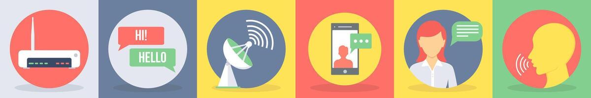 Six communication icons as router, conversation vector