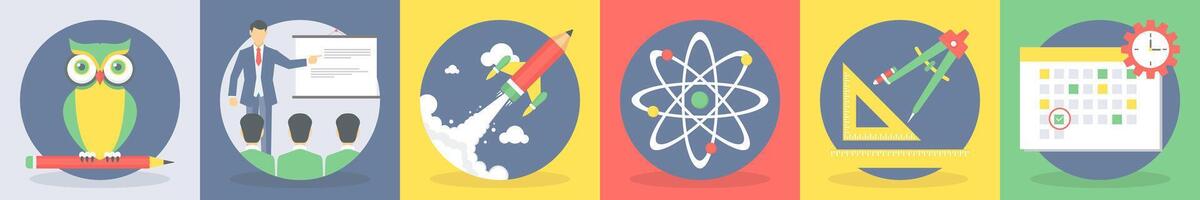 Six education icons as smart class, lecture vector