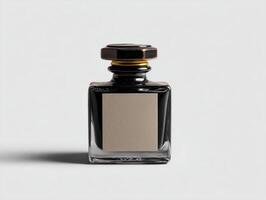 A bottle of ink with a black cap on it photo