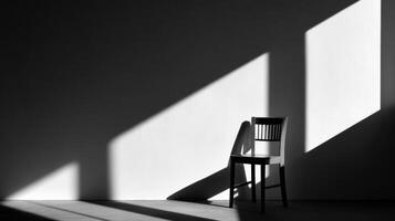 A chair in front of a wall with shadows photo