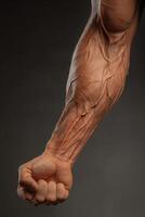 A close up of a man's arm with muscles photo