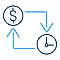 Time Is Money icon concept in blue bold line color vector