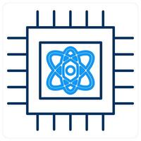 Quantum computing icon concept in blue bold line color vector