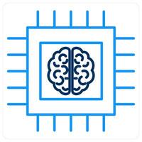 Artificial intelligence concept in blue bold line color vector