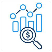 Analysis and statistics icon concept in blue bold line color vector