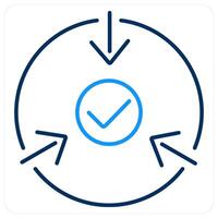 Implementation icon concept in blue bold line color vector