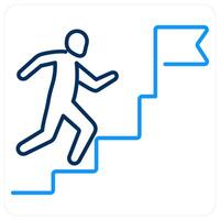 Steps icon concept in blue bold line color vector