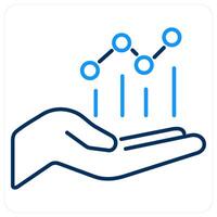 Analysis and stats icon concept in blue bold line color vector