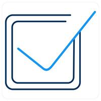 Check and approve icon in blue bold line color vector