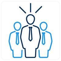Team and group icon concept in blue bold line color vector