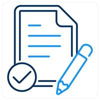 Assessment icon concept in blue bold line color vector
