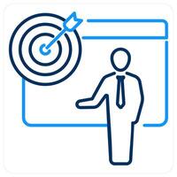 Objective icon concept in blue bold line color vector