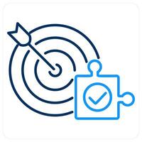 Target and mission icon concept in blue bold line color vector