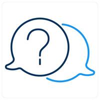 Query and help icon concept in blue bold line color vector