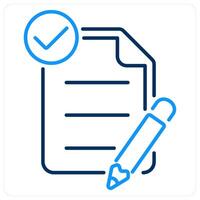 Request clarification icon concept in blue bold line color vector
