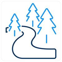 Forest icon concept in blue bold line color vector