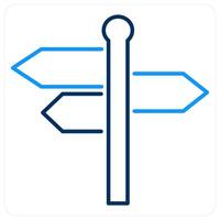 Direction and way icon concept in blue bold line color vector