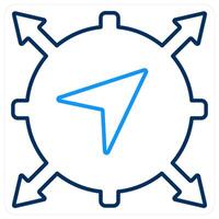 Navigation icon concept in blue bold line color vector