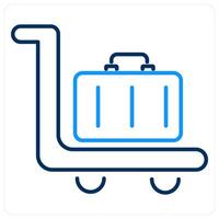 Trolley icon concept in blue bold line color vector