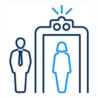 Security Checking icon concept in blue bold line color vector