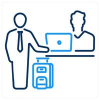 Check-In icon concept in blue bold line color vector