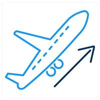 Takeoff icon concept in blue bold line color vector