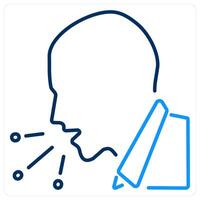 Cough icon concept in blue bold line color vector