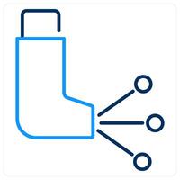 Asthma icon concept in blue bold line color vector