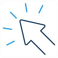 Click icon concept in blue bold line color vector