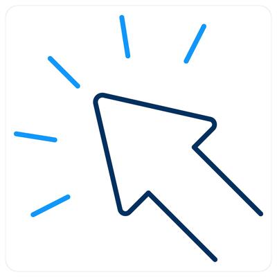 Click icon concept in blue bold line color