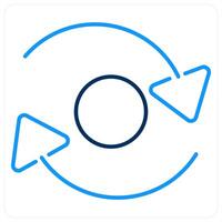 Rotate icon concept in blue bold line color vector