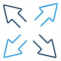 Expand icon concept in blue bold line color vector