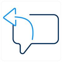 Reply icon concept in blue bold line color vector