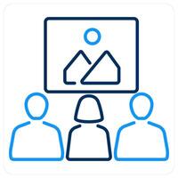 Visitors icon concept in blue bold line color vector