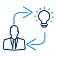 Creativity and innovation icon concept in blue bold line color vector