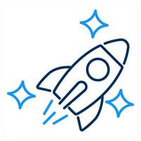 Spaceship icon concept in blue bold line color vector