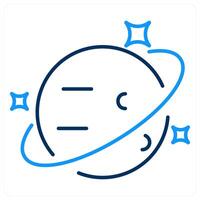 Planet icon concept in blue bold line color vector