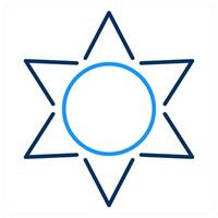 Sun and nature icon concept in blue bold line color vector