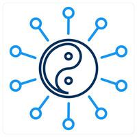 Yin Yang icon concept in blue bold line color vector