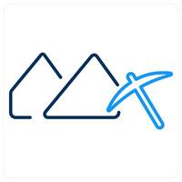 Mining icon concept in blue bold line color vector