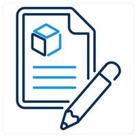 White Paper icon concept in blue bold line color vector