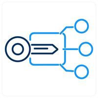 Encryption icon concept in blue bold line color vector