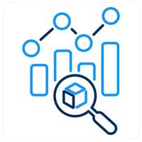Data Analysis icon concept in blue bold line color vector