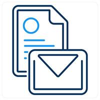Mail icon concept in blue bold line color vector