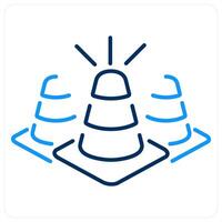 Cone icon concept in blue bold line color vector