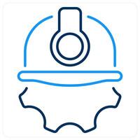 Worker icon concept in blue bold line color vector