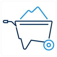 Wheelbarrow icon concept in blue bold line color vector